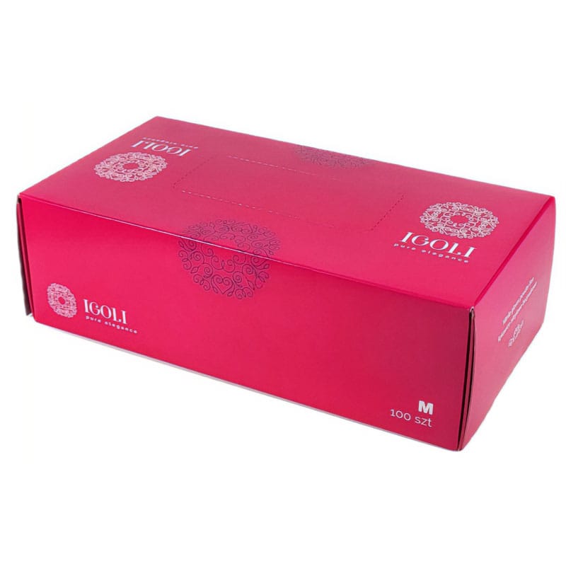Igoli Fuksja M 100szt - różowe rękawice jednorazowe nitrylowe 1 Igoli Fuksja M 100szt - różowe rękawice jednorazowe nitrylowe