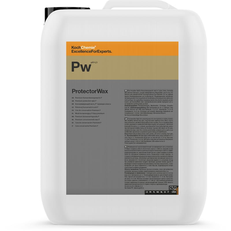 Koch Chemie Protector Wax 10L - hydrofobowy wosk aplikowany na mokro przyśpiesza proces osuszania auta idealny na myjnię 1 Koch Chemie Protector Wax 10L - hydrofobowy wosk aplikowany na mokro przyśpiesza proces osuszania auta idealny na myjnię