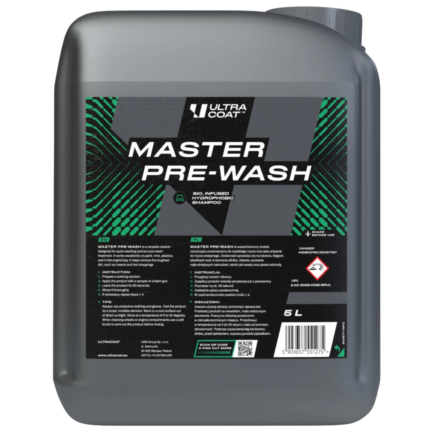 Ultracoat Master Pre-Wash 5L - preparat do mycia wstępnego 1 Ultracoat Master Pre-Wash 5L - preparat do mycia wstępnego