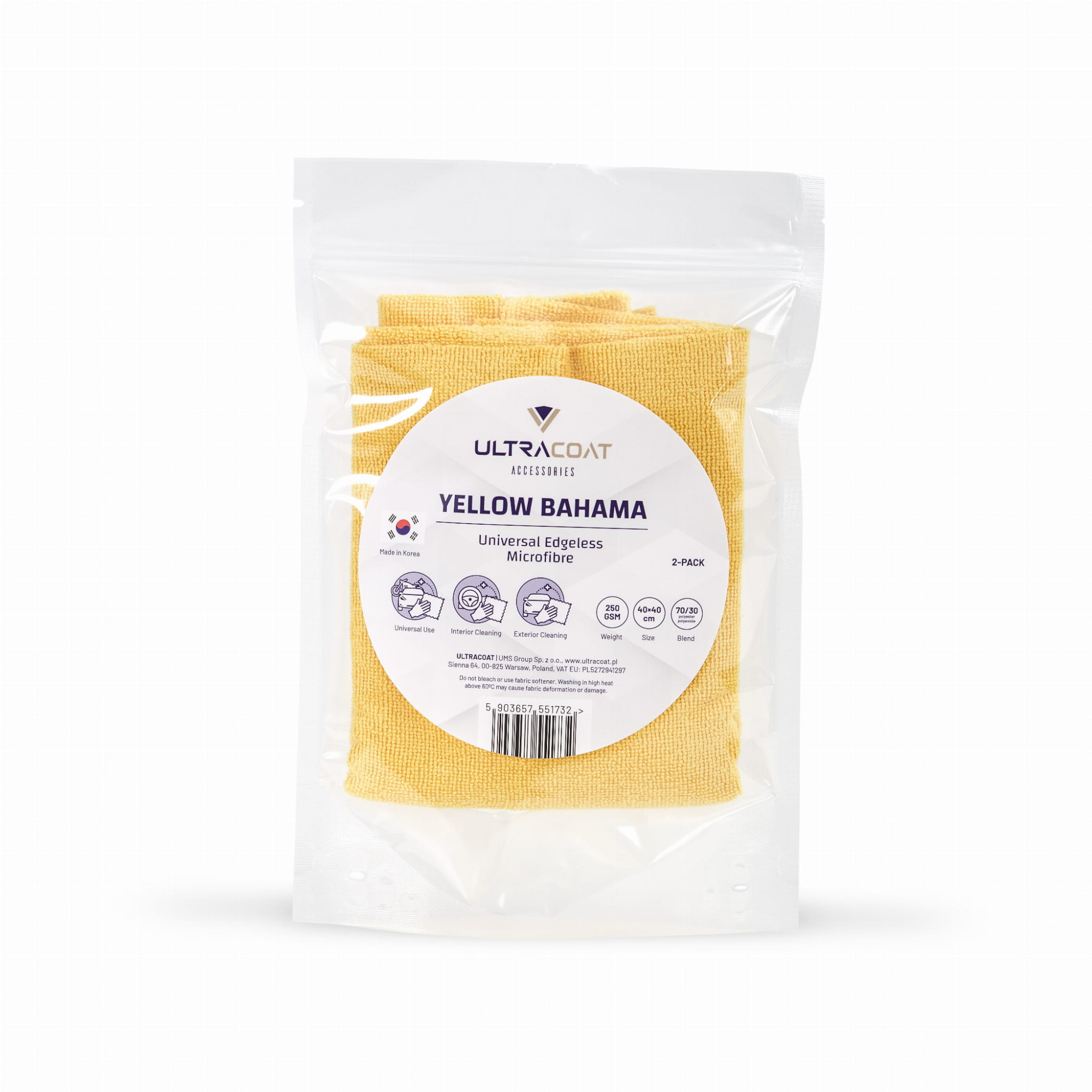 Ultracoat Yellow Bahama Mikrofibre Cloth 2-pack 1 Ultracoat Yellow Bahama Mikrofibre Cloth 2-pack