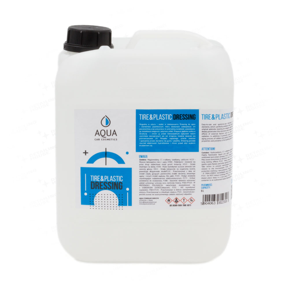 AQUA Tire and Plastic Dressing 5L - do opon i elementów plastikowych 1 AQUA Tire and Plastic Dressing 5L - do opon i elementów plastikowych