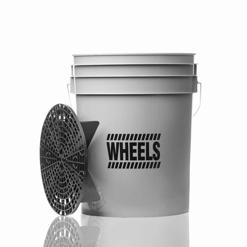 Work Stuff Detailing Bucket Grey Wheels + Separator - szare wiadro detailingowe z separatorem brudu 1 Work Stuff Detailing Bucket Grey Wheels + Separator - szare wiadro detailingowe z separatorem brudu