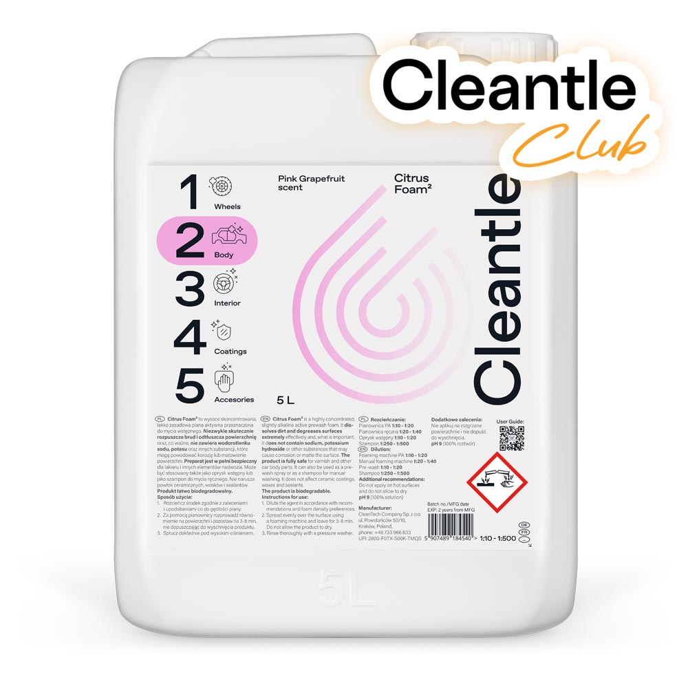 Cleantle Citrus Foam 5L - piana o zasadowym pH 1 Cleantle Citrus Foam 5L - piana o zasadowym pH