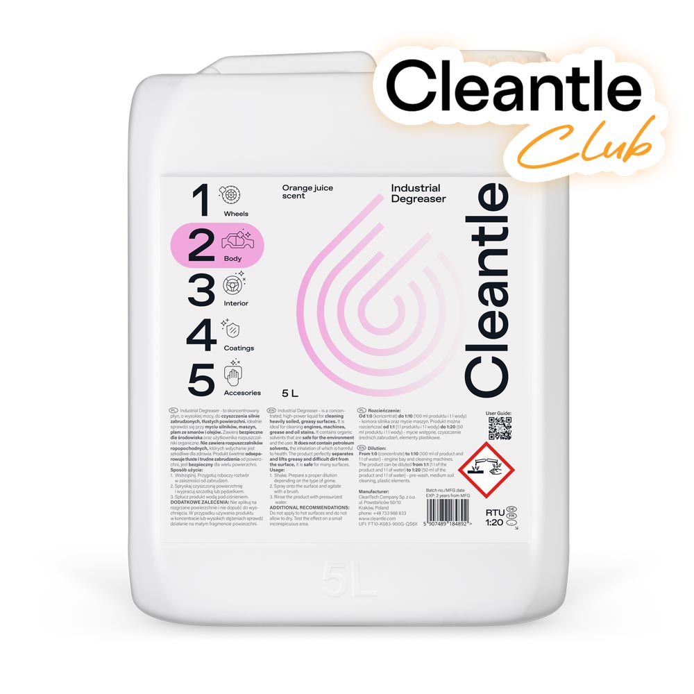 Cleantle Industrial Degreaser 5L - skoncentrowany, uniwersalny środek czyszczący 1 Cleantle Industrial Degreaser 5L - skoncentrowany