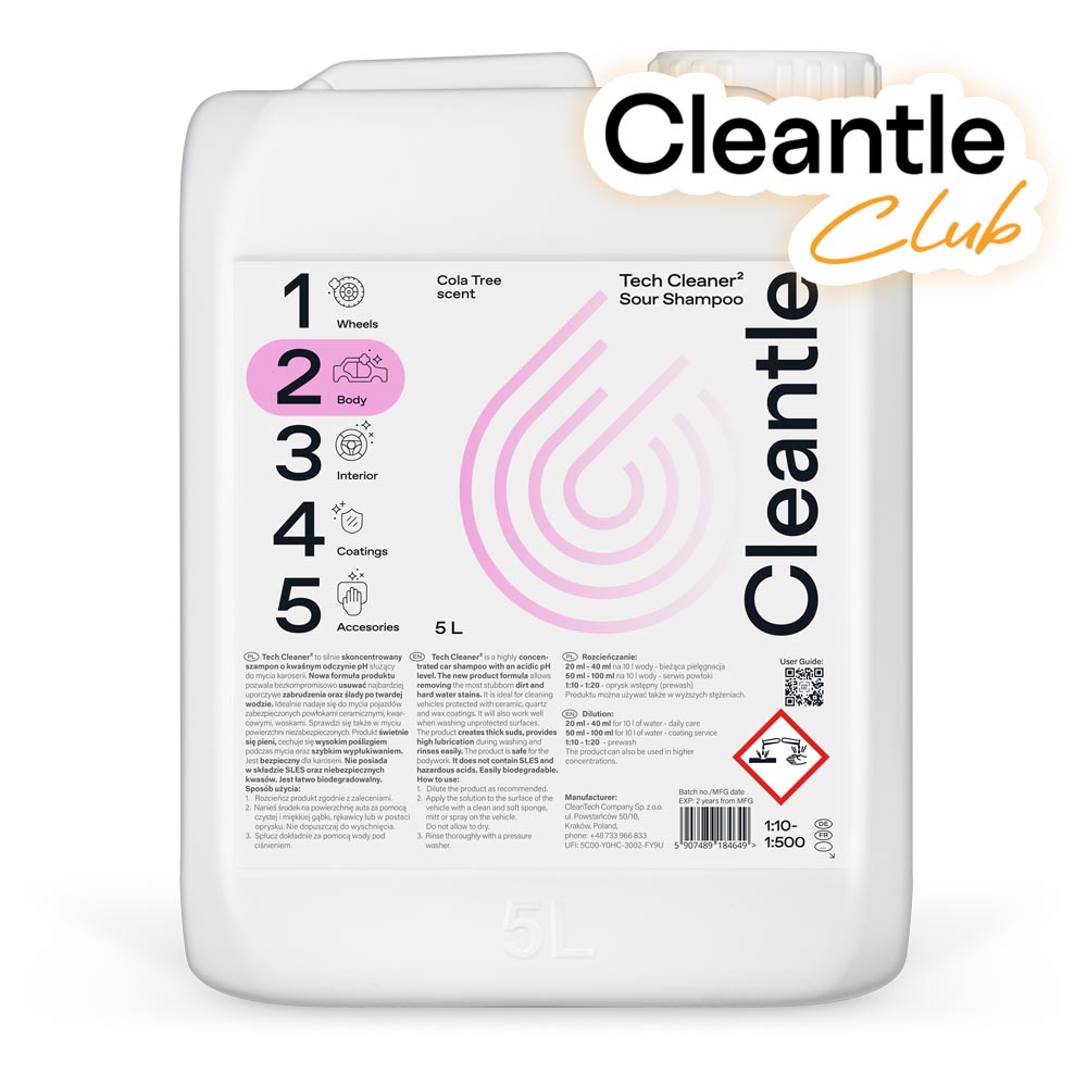 Cleantle Tech Cleaner 5L - kwaśny szampon do pielęgnacji powłok