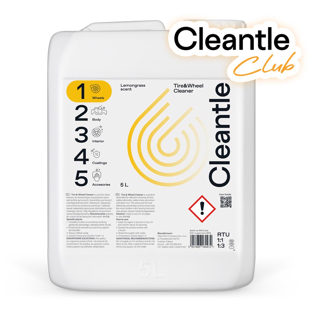 Cleantle Tire&Wheel Cleaner Lemongrass Scent 5L - produkt do czyszczenia felg i opon 1 Cleantle Tire&Wheel Cleaner Lemongrass Scent 5L - produkt do czyszczenia felg i opon