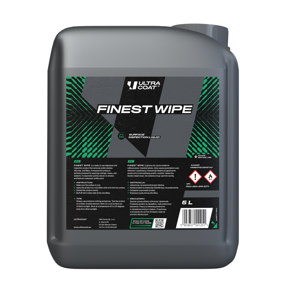 Ultracoat Finest Wipe 5L - produkt do odtłuszczania lakieru 1 Ultracoat Finest Wipe 5L - produkt do odtłuszczania lakieru
