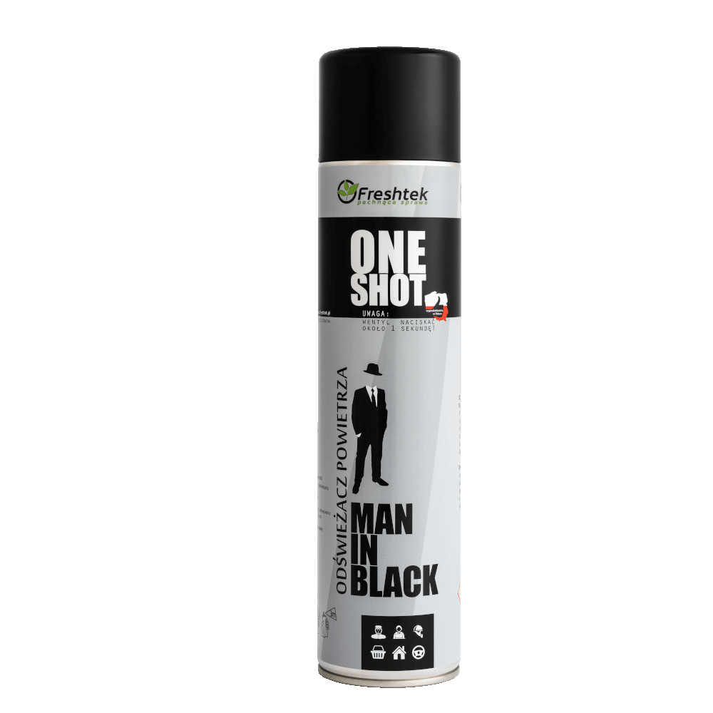 Freshtek One Shot Man in Black 600ml - odświeżacz powietrza 1 Freshtek One Shot Man in Black 600ml - odświeżacz powietrza