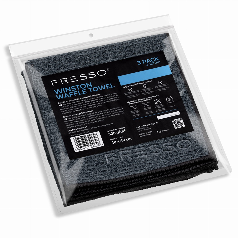 Fresso Winston Waffle Towel 3 Pack 40x40cm - mikrofibra waflowa do szyb 1 Fresso Winston Waffle Towel 3 Pack 40x40cm - mikrofibra waflowa do szyb