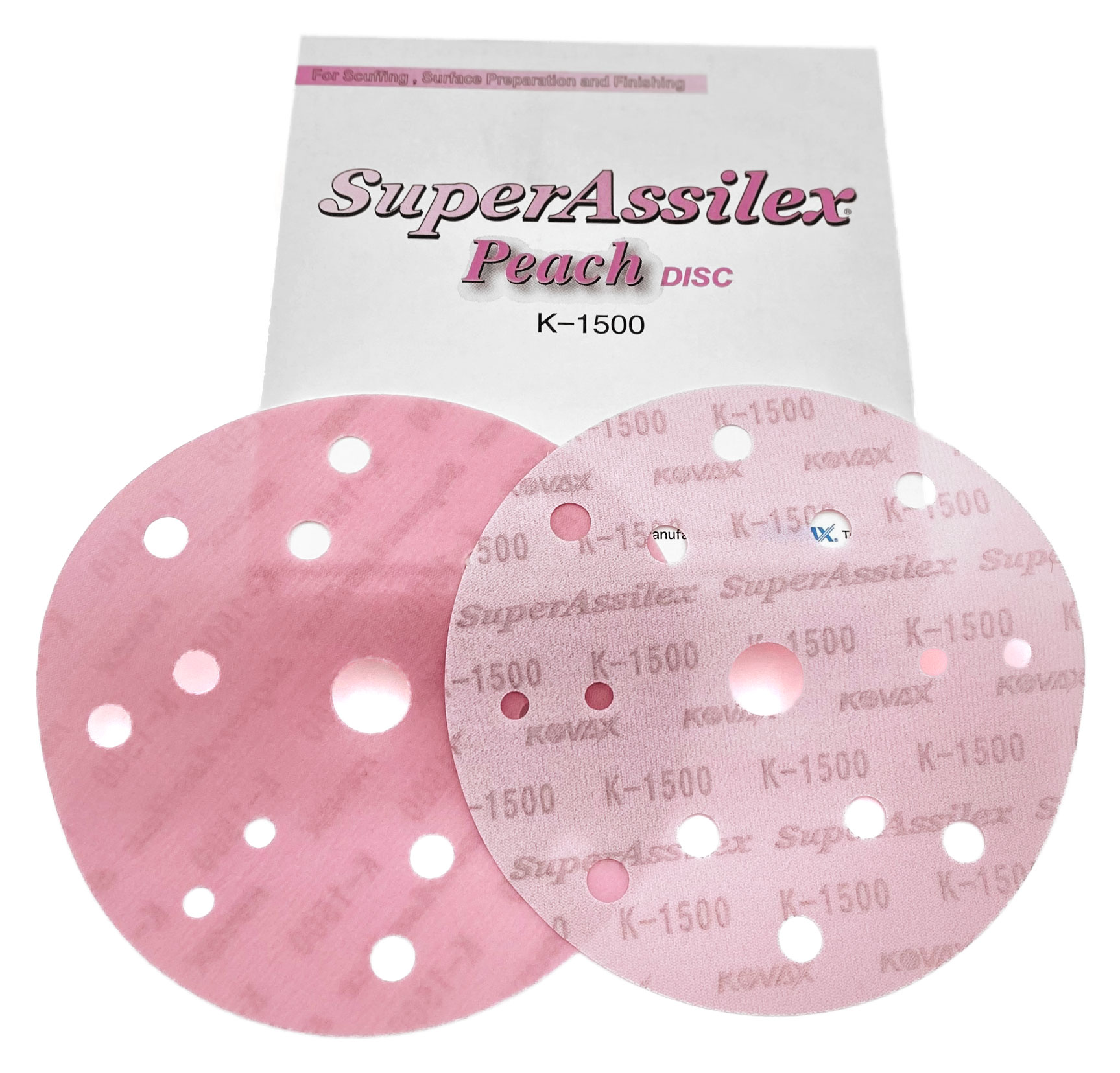 Kovax Super Assilex Peach K1500 152mm 15H - krążek ścierny na rzep 1 Kovax Super Assilex Peach K1500 152mm 15H - krążek ścierny na rzep