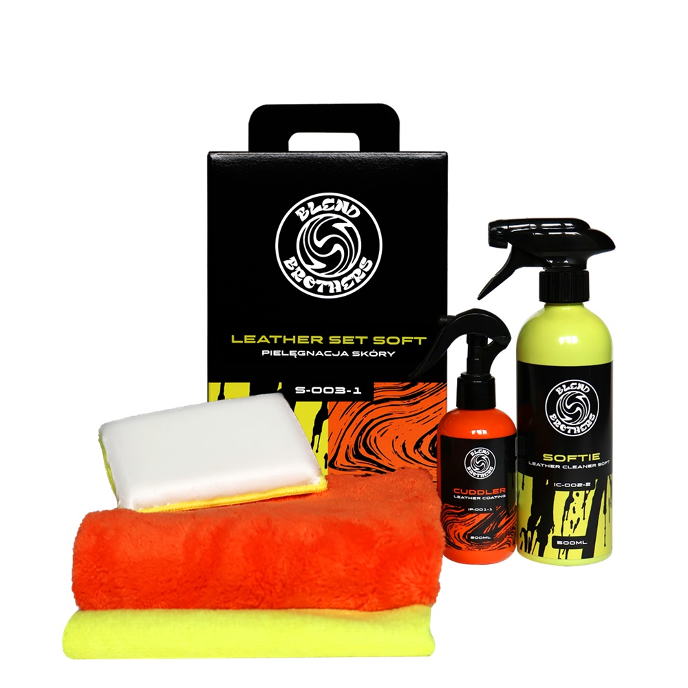 Blend Brothers Leather SET Soft - Pełen zestaw do delikatnego czyszczenia i zabezpieczenia skór w aucie