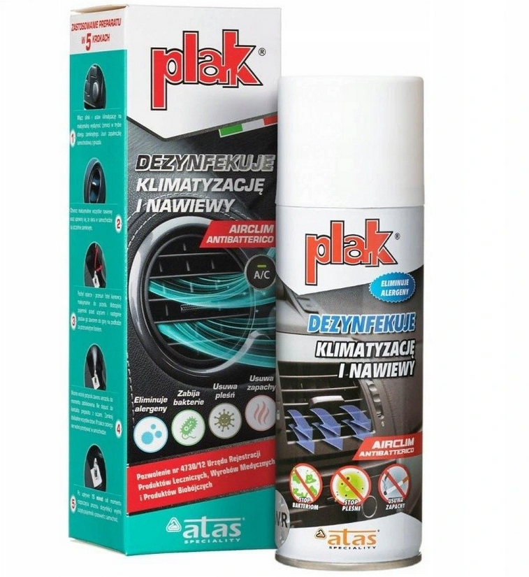 Plak Air Clim 200ml - płyn do dezynfekcji czyszczenie odgrzybianie klimatyzacji samochodowej