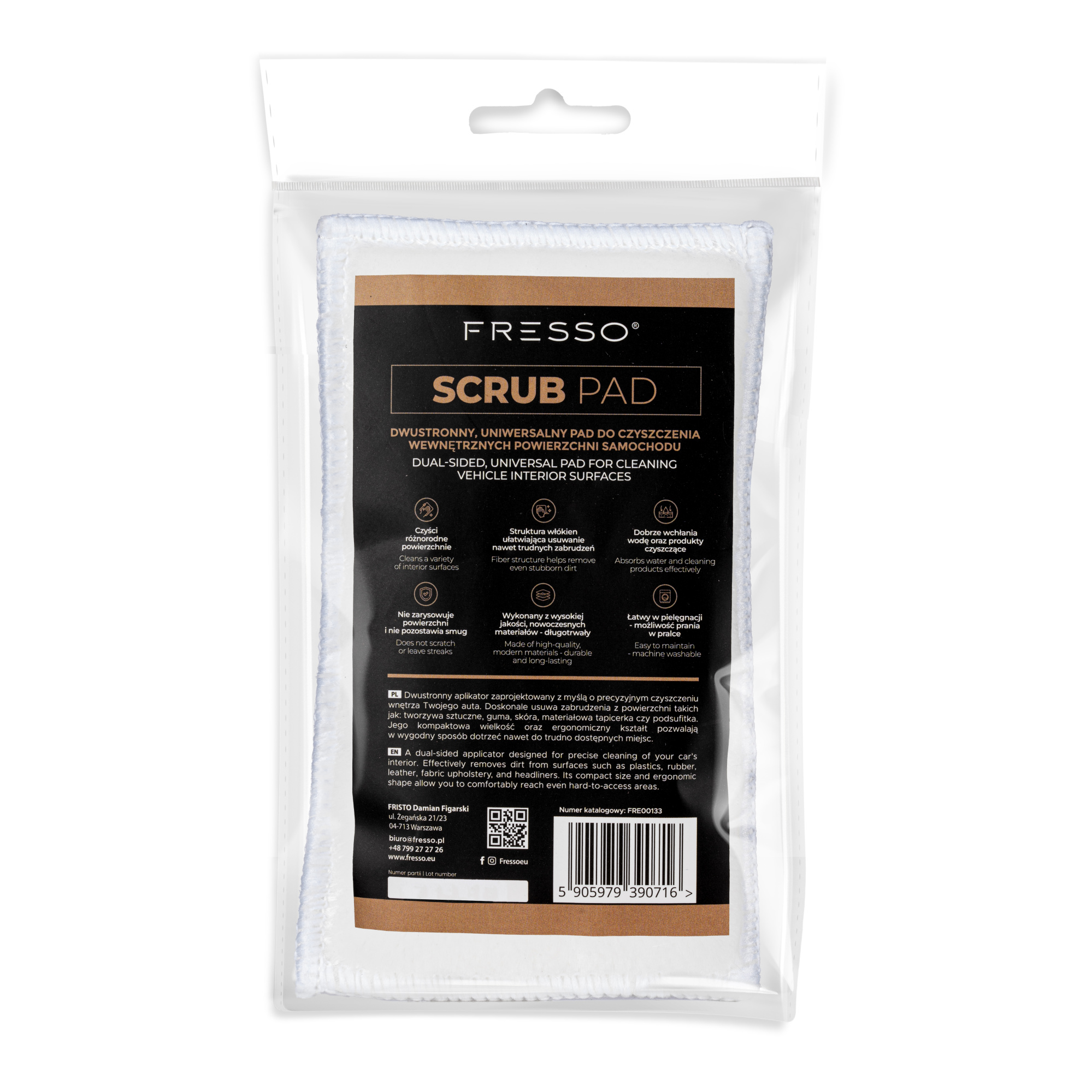 Fresso Scrub and Shine Pad - dwustronny aplikator do czyszczenia wnętrza samochodu