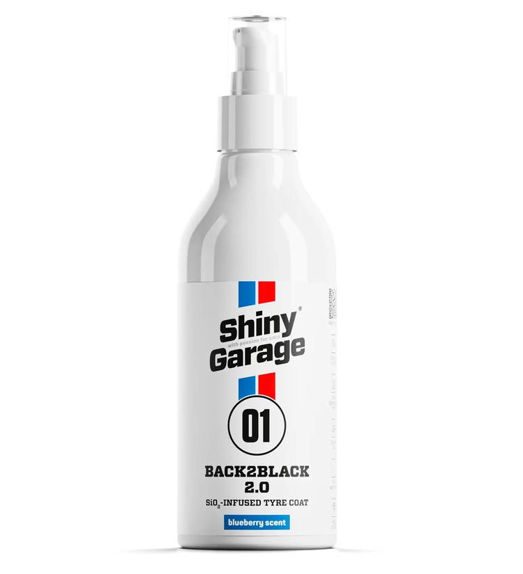 Shiny Garage Back2Black Tyre Coat 2.0 250ml Dressing do opon SiO₂, hydrofobowa ochrona i satynowe wykończenie 1 Shiny Garage Back2Black Tyre Coat 2.0 250ml Dressing do opon SiO₂
