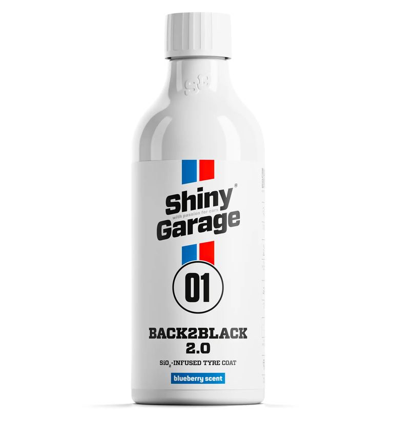 Shiny Garage Back2Black Tyre Coat 2.0 500ml Dressing do opon SiO₂ , hydrofobowa ochrona i satynowe wykończenie 1 Shiny Garage Back2Black Tyre Coat 2.0 500ml Dressing do opon SiO₂