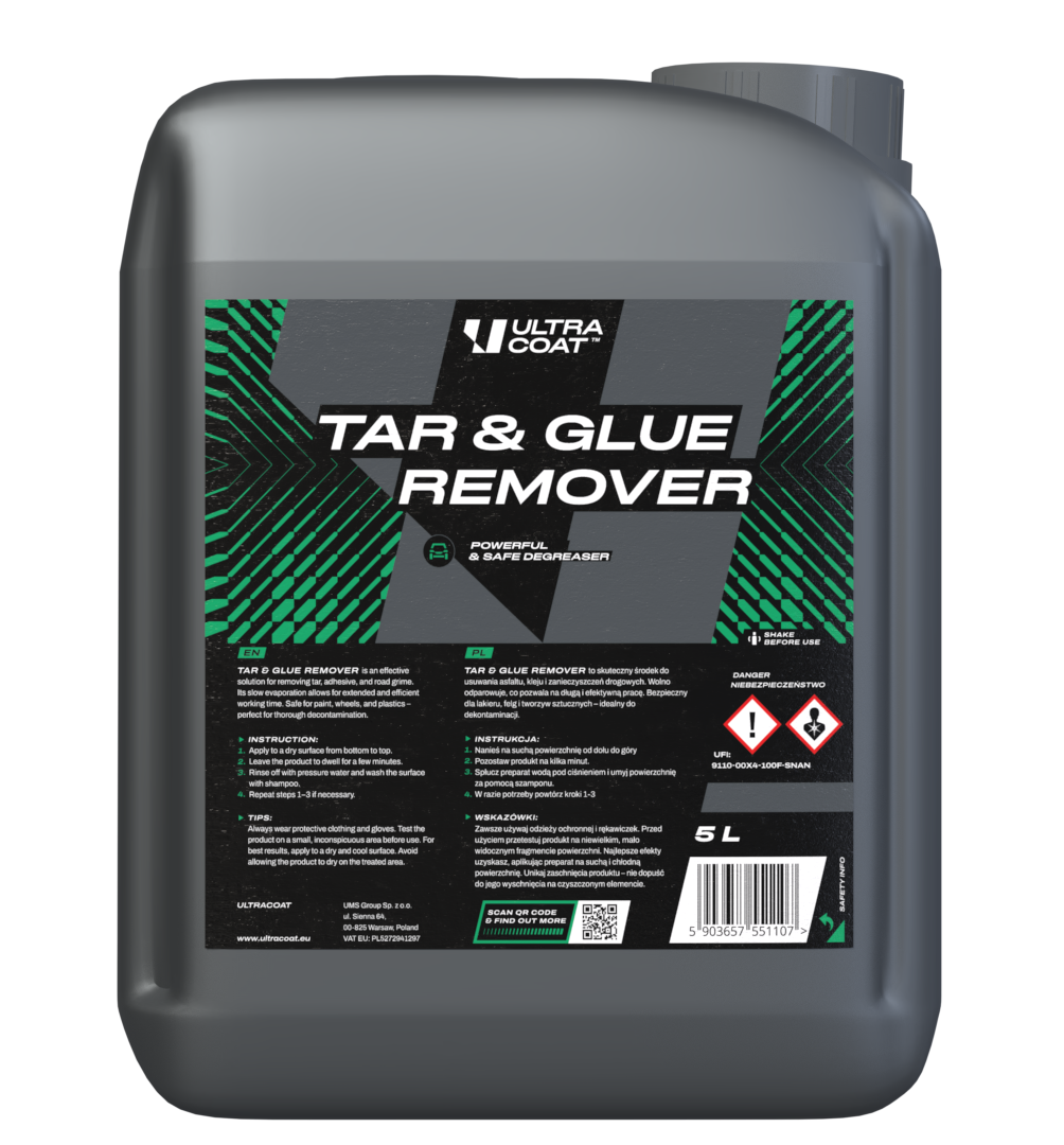 Ultracoat Tar and Glue Remover 5L - produkt do usuwania smoły i kleju z lakieru 1 Ultracoat Tar and Glue Remover 5L - produkt do usuwania smoły i kleju z lakieru