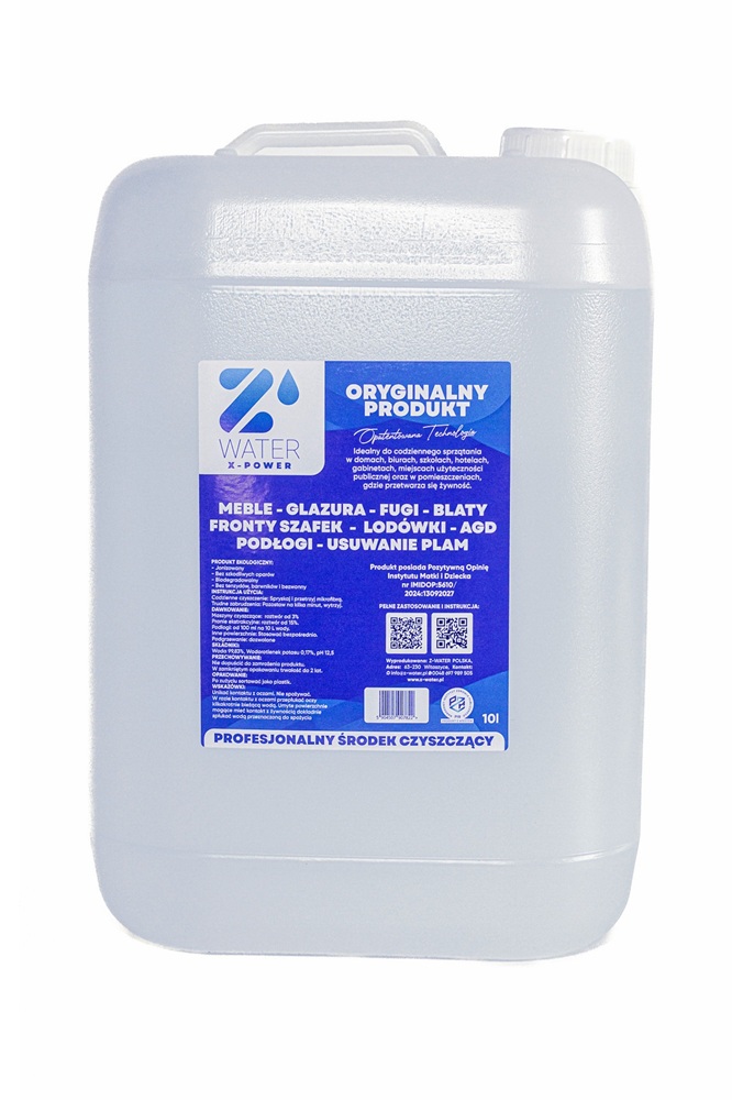 Z-WATER X-POWER 10L - profesjonalny środek do codziennego czyszczenia powierzchni zmywalnych